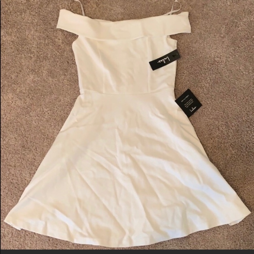 White off the shoulder skater dress